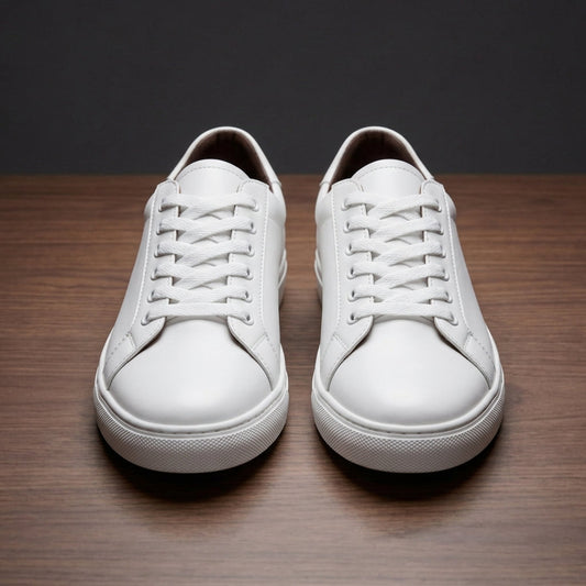 Unisex White Low Top Sneakers - Minimalist Casual Everyday Lifestyle Shoes