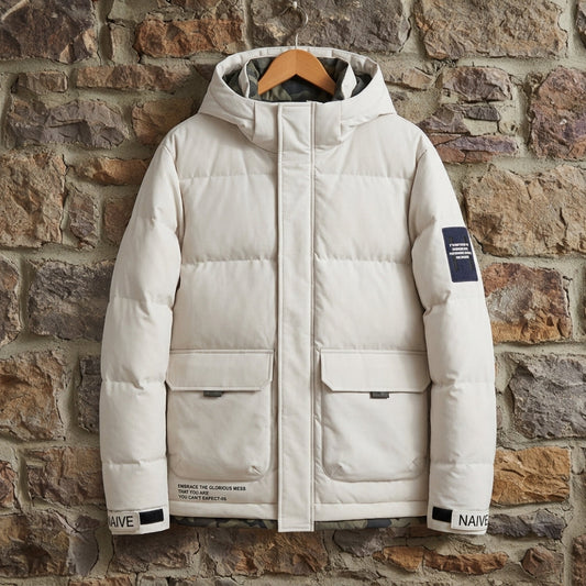 Men's Hooded Puffer Jacket - Insulated Water Resistant Warm Winter Coat