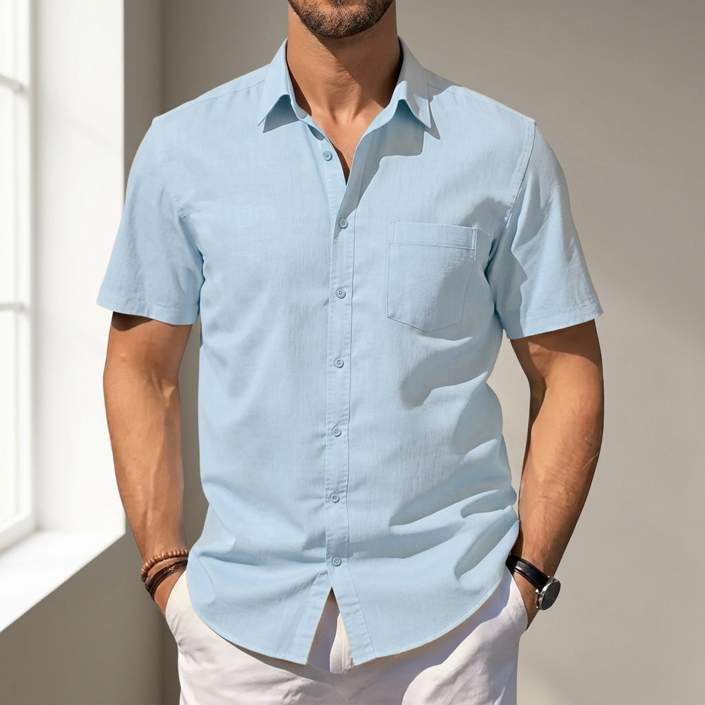 Men's Cotton Linen Summer Shirt - Breathable Relaxed Fit Casual Button Up