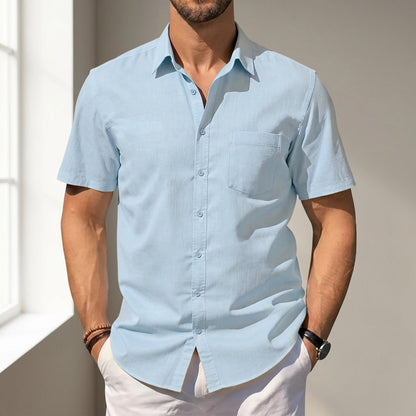 Men's Cotton Linen Summer Shirt - Breathable Relaxed Fit Casual Button Up