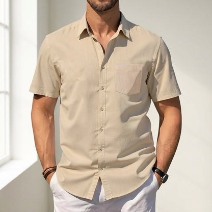 Men's Cotton Linen Summer Shirt - Breathable Relaxed Fit Casual Button Up