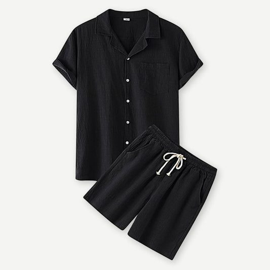 Men's Linen Shirt and Shorts Set - Casual Lightweight Summer Co-Ord Outfit