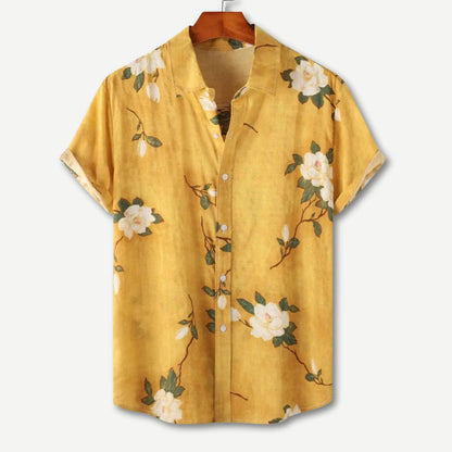 Men's Tropical Floral Shirt - Lightweight Short Sleeve Casual Summer Top