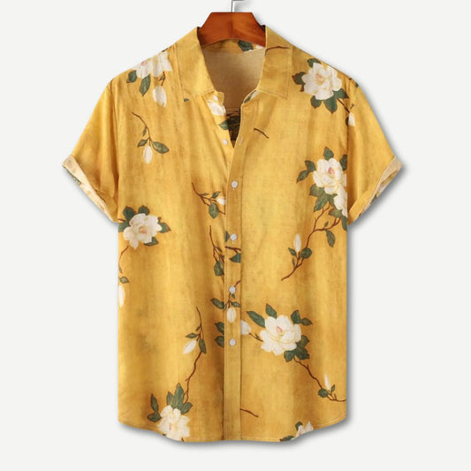 Men's Tropical Floral Shirt - Lightweight Short Sleeve Casual Summer Top
