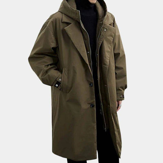 Men's Double Breasted Trench Coat - Premium Heavyweight Classic Winter Overcoat