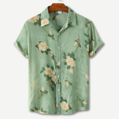 Men's Tropical Floral Shirt - Lightweight Short Sleeve Casual Summer Top