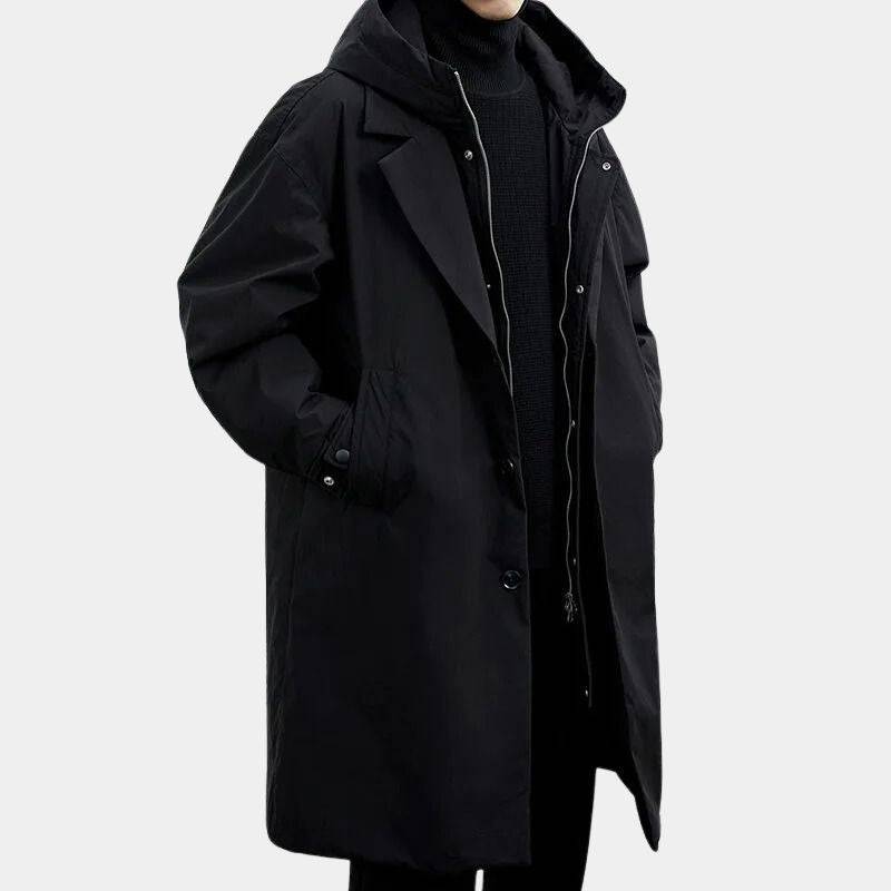 Men's Double Breasted Trench Coat - Premium Heavyweight Classic Winter Overcoat