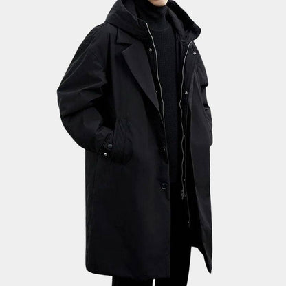 Men's Double Breasted Trench Coat - Premium Heavyweight Classic Winter Overcoat