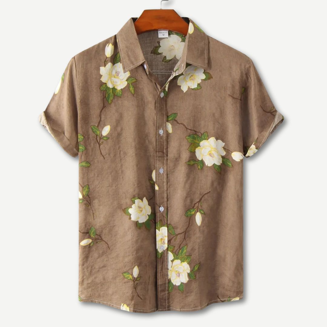 Men's Tropical Floral Shirt - Lightweight Short Sleeve Casual Summer Top
