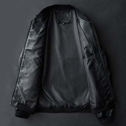 Men's Leather Motorcycle Jacket - Classic Heavyweight Biker Casual Outerwear
