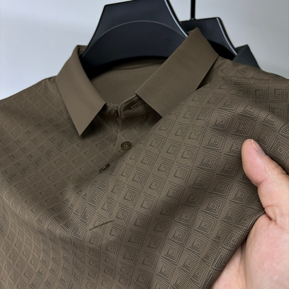 Men's Silk Blend Knit Polo Shirt - Premium Ultra Soft Casual Luxury Top