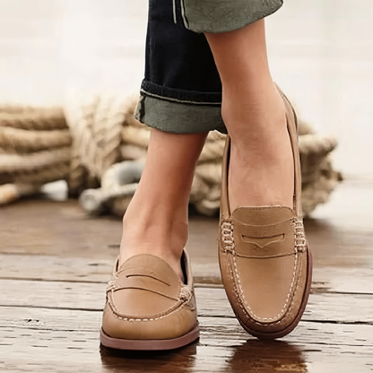 Men's Leather Loafers - Ergonomic Arch Support Cushioned Casual Dress Shoes